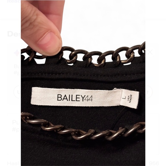 Bailey 44 | NWOT | Black Cold Shoulder Chain Detail Top | L - Picture 5 of 9